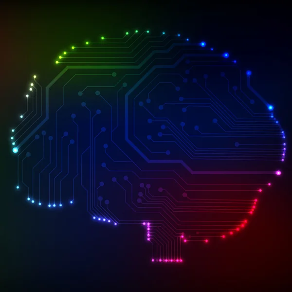 Circuito computer stile cervello vettore tecnologia di sfondo. Illustrazione EPS10 con cervello a circuito astratto — Vettoriale Stock