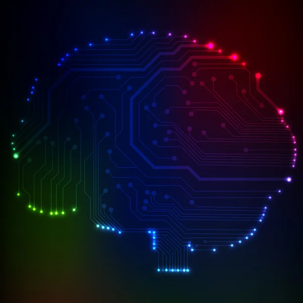 Circuit board computer stil creier vector tehnologie de fundal. Ilustrație EPS10 cu creier de circuit abstract — Vector de stoc