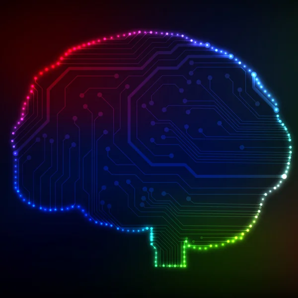 Circuito computer stile cervello vettore tecnologia di sfondo. Illustrazione EPS10 con cervello a circuito astratto — Vettoriale Stock