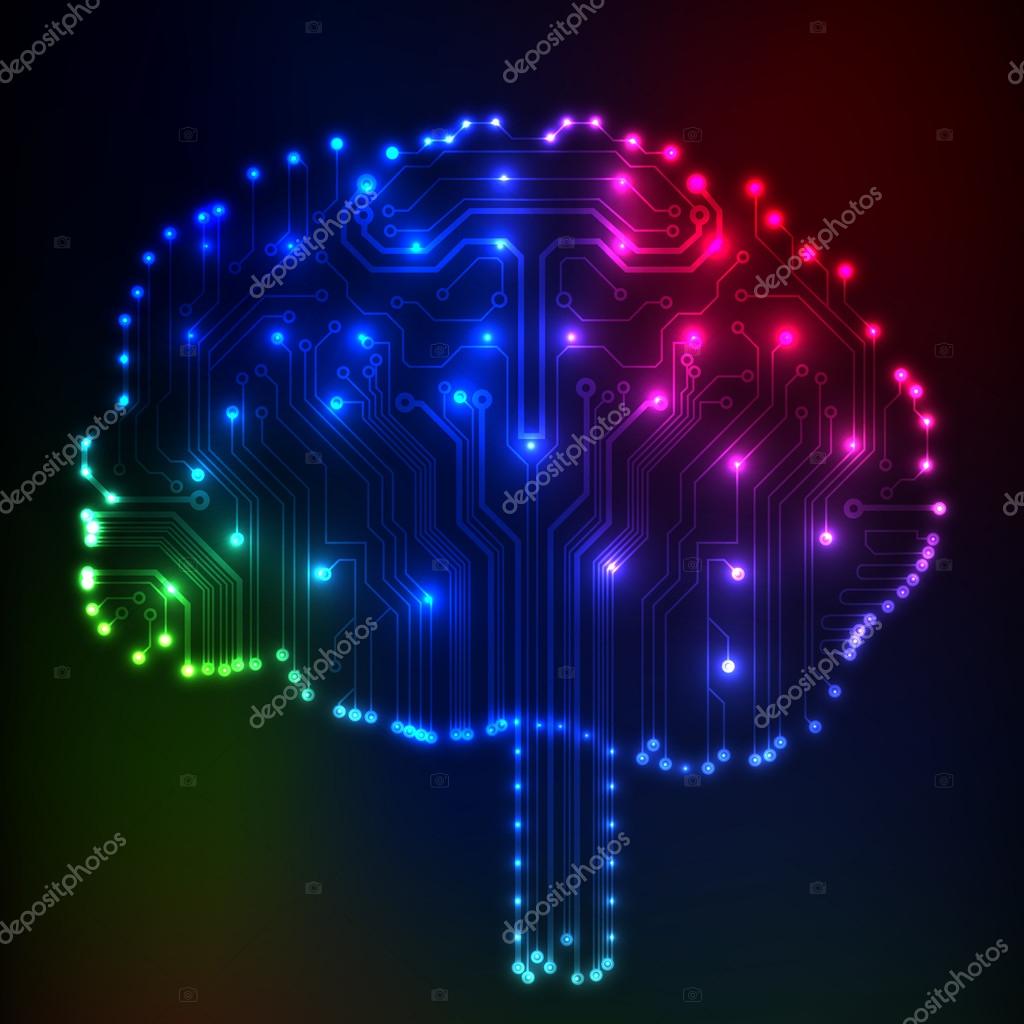 Circuit board computer style brain vector technology background. EPS10 ...