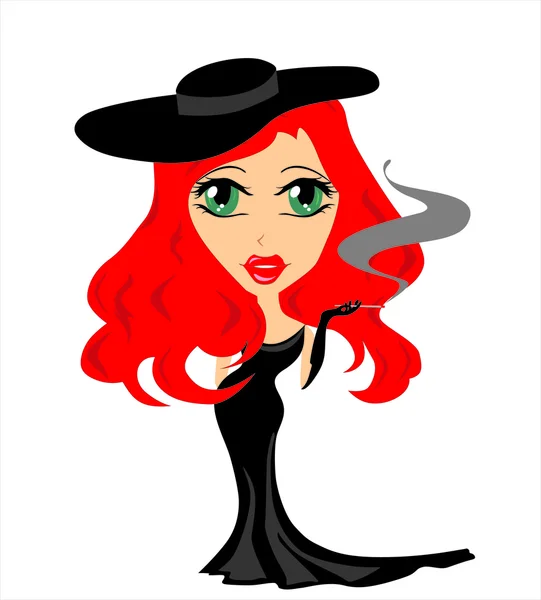 Hermosa chica con un pelo rojo — Vector de stock