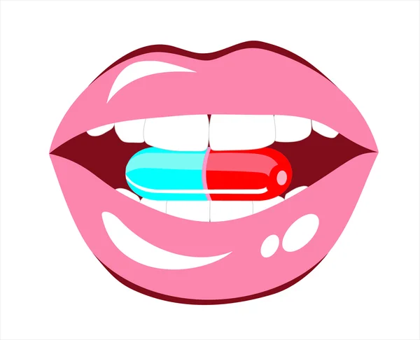 Capsule in the mouth — Stock Vector