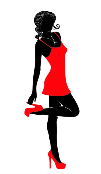 Chica sexy en rojo — Vector de stock