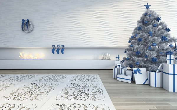 Natale nei colori bianco e blu scuro — Foto Stock