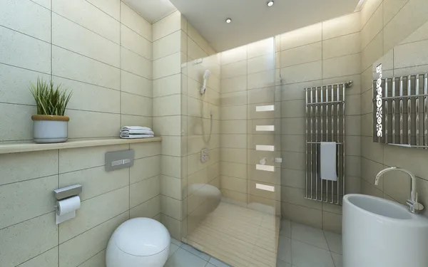 Tile Putih Beige Bahtroom Ringanweather condition — Stok Foto