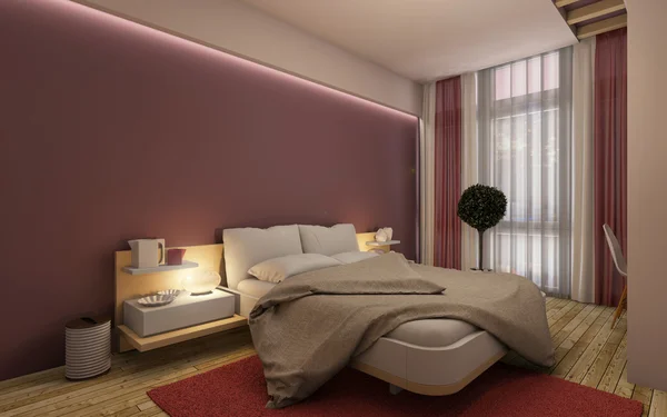 Rotes Schlafzimmer — Stockfoto