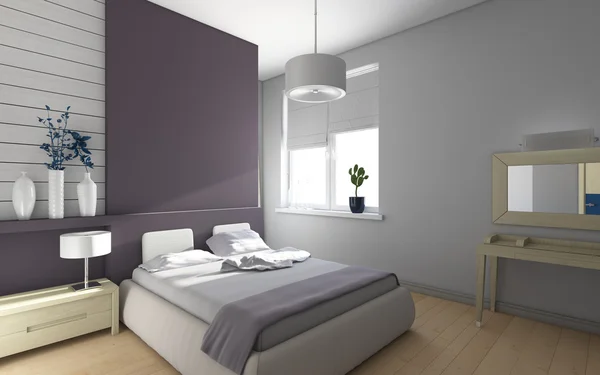 Violet bedroom — Stock Photo, Image