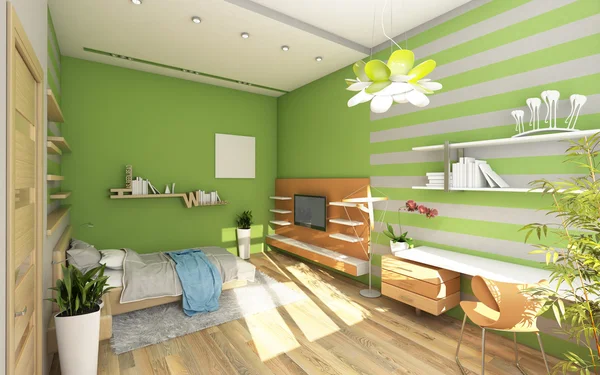 Teen pokoj s barevné zdi — Stock fotografie