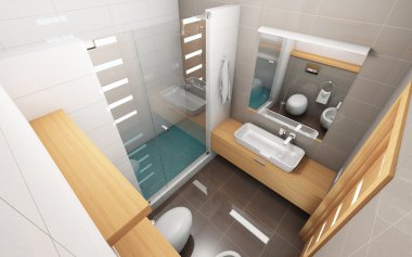gri ve beyaz parlak banyo