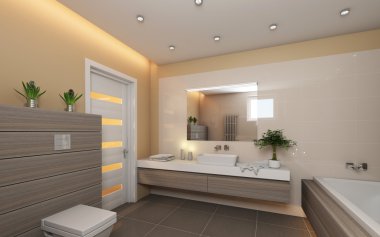 parlak gri wood banyo