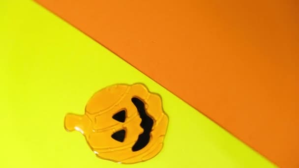 Abóbora Decorativa Silicone Para Decoração Janela Halloween Abóbora Giratória Acreditar — Vídeo de Stock