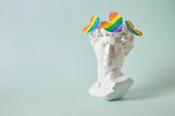 Concetto Orgoglio Prade Lgbt David Testa Scultorea Cuori Arcobaleno — Foto Stock