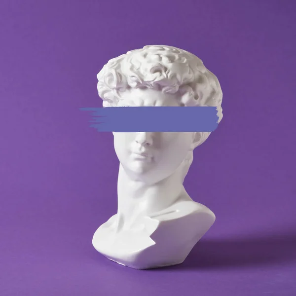 Busto David Réplica Sobre Espacio Copia Fondo Púrpura Una Copia — Foto de Stock