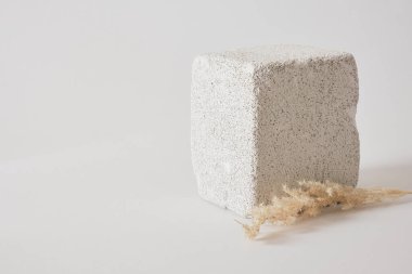 beton podyumlar ve kuru çimenler, ürün sunum konseptiniz için model arka plan, kopyalama alanı şablonu, minimalist ürün gösterimi arka plan