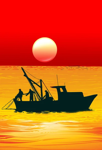 Silhouette fishing boat Stock Photos, Royalty Free Silhouette