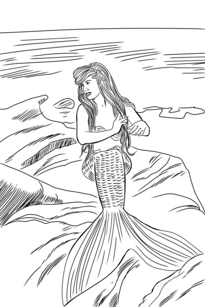 Ilustración Sirena — Foto de Stock