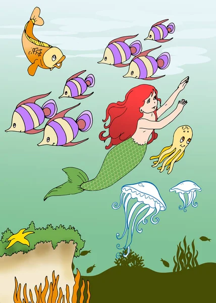 Ilustración Sirena —  Fotos de Stock