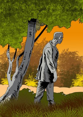 Mary Shelley - Frankenstein illüstrasyonu