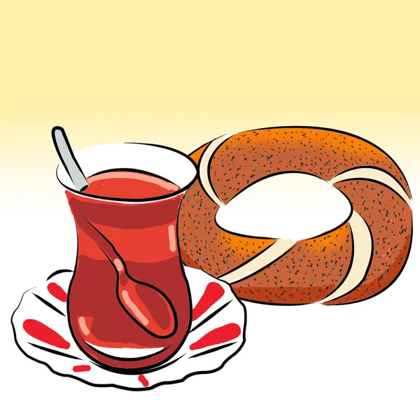 Çay Simit Resmi — Stok fotoğraf