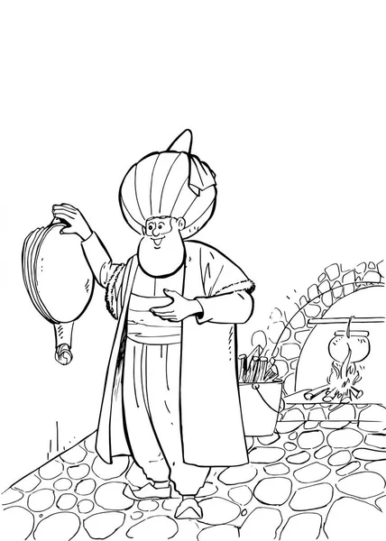 Illustration Nasreddin Hodja — Stock Photo, Image