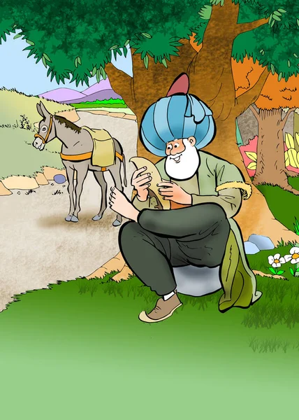 Illustratie Van Nasreddin Hodja — Stockfoto