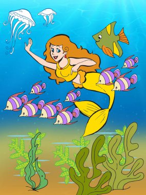 deniz, deniz kızı, balıklar, kız, hikaye, çocuk hikayeleri, hikaye, mavi deniz, deniz hayvanları