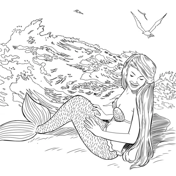 Zee Zeemeermin Vissen Meisje Verhaal Kinderverhalen Verhaal Blauwe Zee Zeedieren — Stockfoto