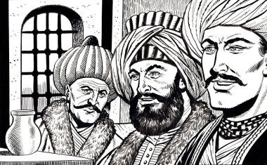 Bir adamın eski ve beyaz çizimi