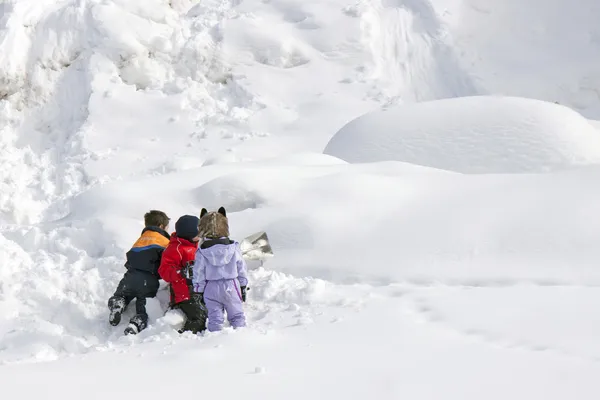 Children playing in the snow — Stock Photo, Image