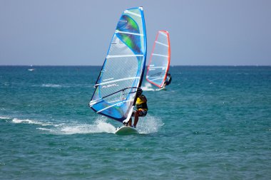 Windsurf at Prassonissi beach clipart