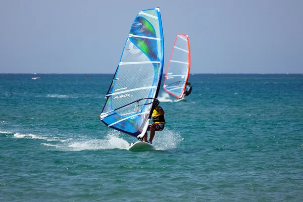 Planche à voile à la plage de Prassonissi — Photo