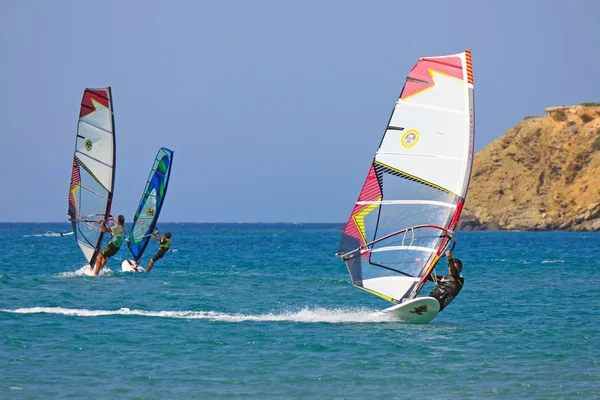 Windsurf na praia de Prassonissi Imagens Royalty-Free