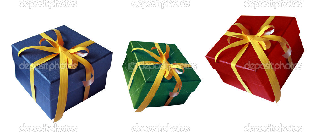 Three colorful gift boxes