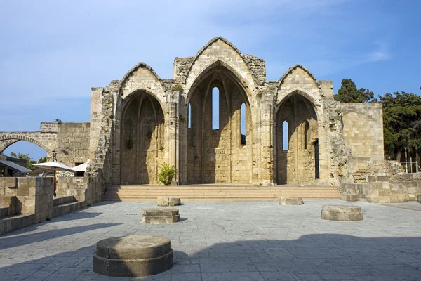 Románská bazilika ruiny, staré město Rhodos — Stock fotografie