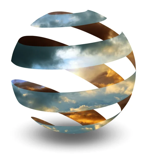 Circle Spiral Sphere with clouds — Stock Photo, Image