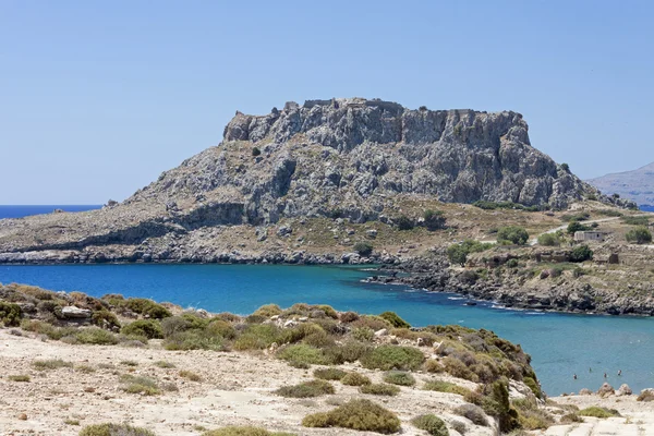 El mar azul en Haraki, Rodas — Foto de Stock