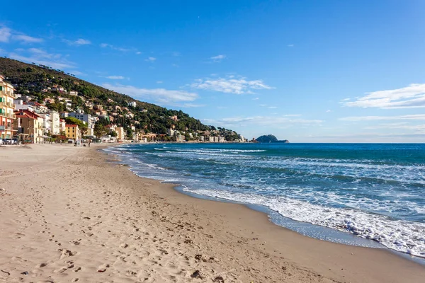 Beach Alassio Riviera Ponente Coast Liguria Clear November Morning — Stock Photo, Image
