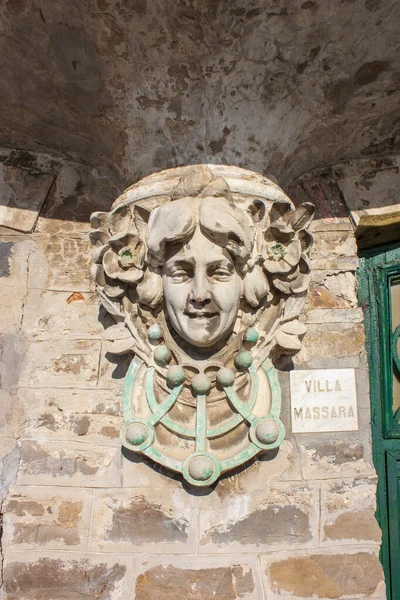 Detaily Secesního Jména Fasádě Starého Paláce Ligurii — Stock fotografie