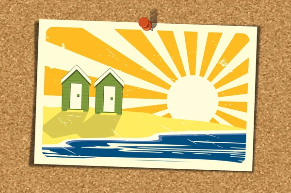 Tarjeta postal de playa en el tablón de anuncios 3 — Archivo Imágenes Vectoriales