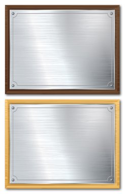 Silver Plaque On Dark Or Light Wood clipart