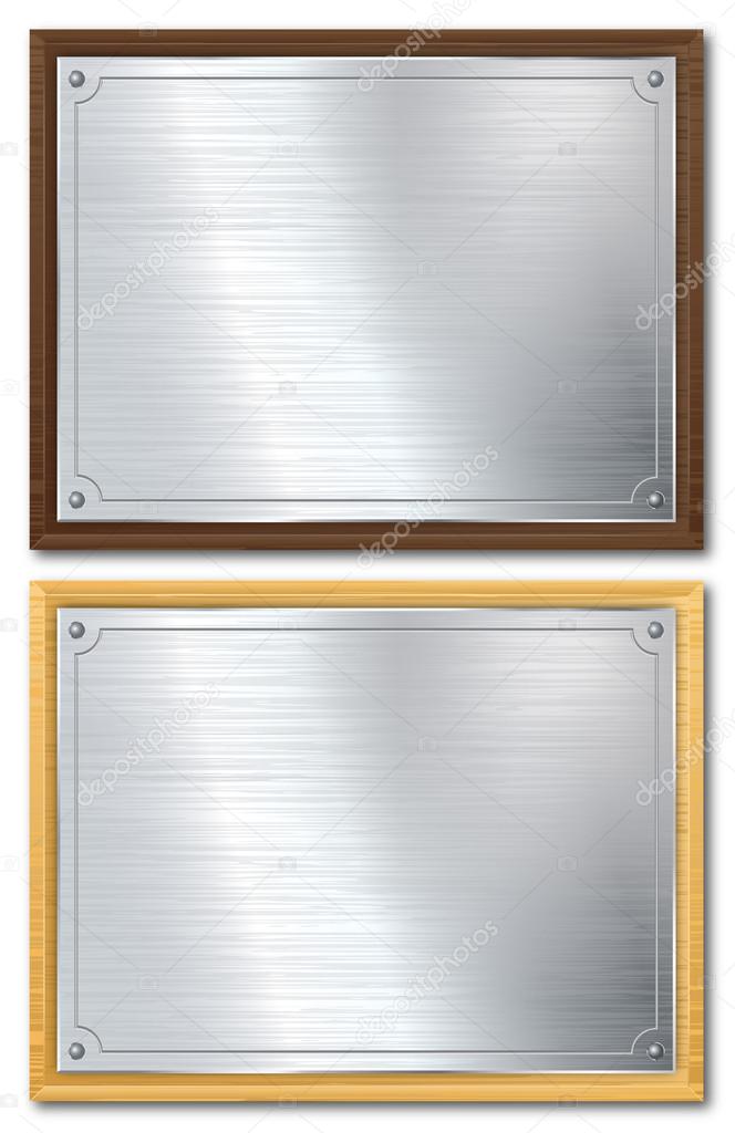 Silver Plaque On Dark Or Light Wood