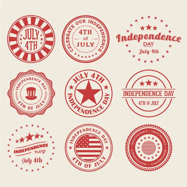 Briefmarken und Abzeichen zum Unabhängigkeitstag Stockvektor