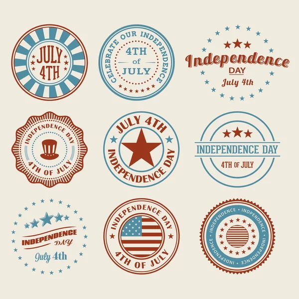 Independence Day Stamps and Badges — Stock Vector