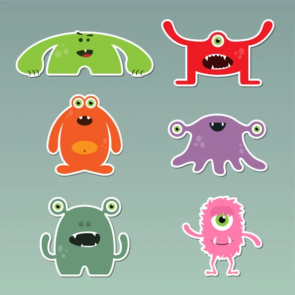 Cute Monster Stickers — Stock Vector