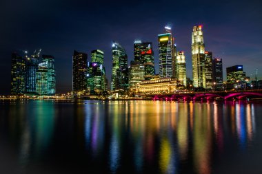 gece panorama marina bay, Singapur