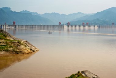 Three Gorges Dam at Yangtze River in China clipart