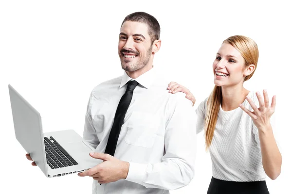 Business Couple with a Modern Laptop — Stock Photo, Image