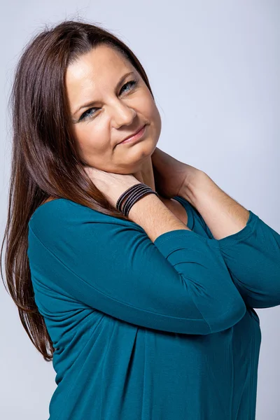 Mature Woman with Neck Pain — Stock Photo, Image