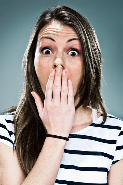 Young Woman with Surprise Expression — Stock Photo, Image