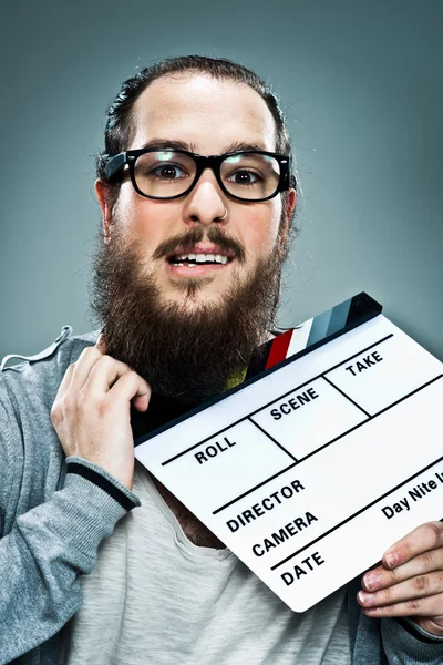 Cinema Director with a Slate in His Neck — Stock Photo, Image